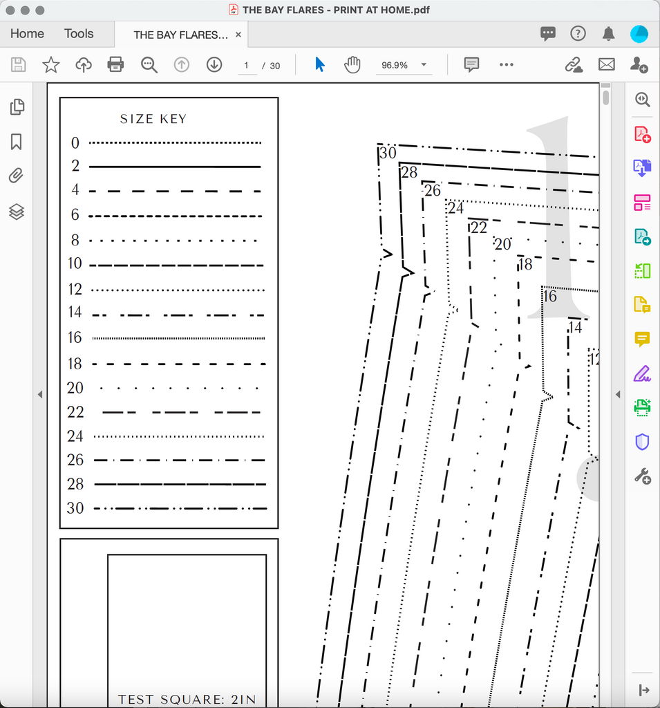 Using Size Layers on a PDF Pattern